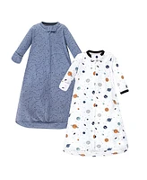 Hudson Baby Baby Boys Hudson Cotton Long-Sleeve Wearable Sleeping Bag, Sack, Blanket, Space, 3-9 Months