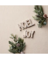 Slickblue Beaded Wood Design Noel And Joy Sentiment (Set of 2)