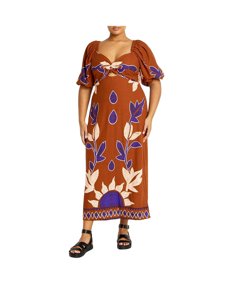 City Chic Plus Nala Print Maxi Dress