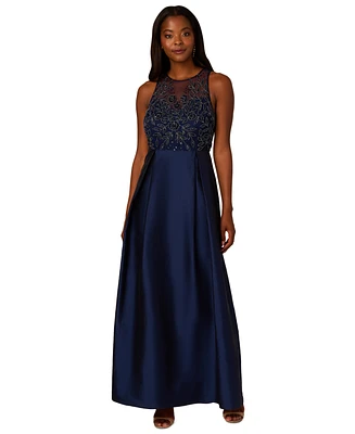 Adrianna Papell Women's Beaded Taffeta Ball Gown