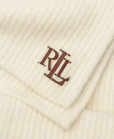 Lauren Ralph Chunky Fisherman Rib Scarf with Leather Logo