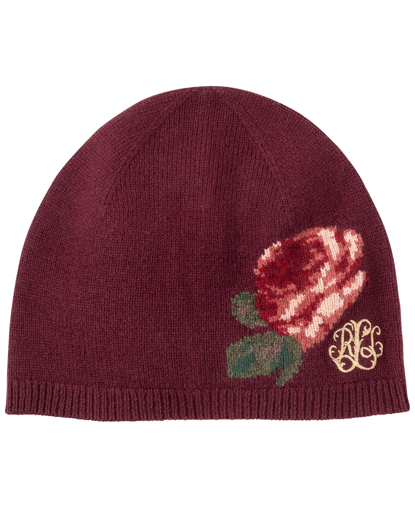 Lauren Ralph Lauren Flower Intarsia Knit Hat