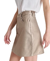 Dkny Jeans Women's Metallic Cotton Denim Mini Skirt