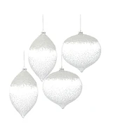 Slickblue Set of 4 White Beaded Glass Ornaments: Elegant Holiday Decor