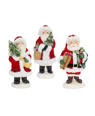 Slickblue Santa Figurine With Pine Tree And Present Accents (Set of 3)