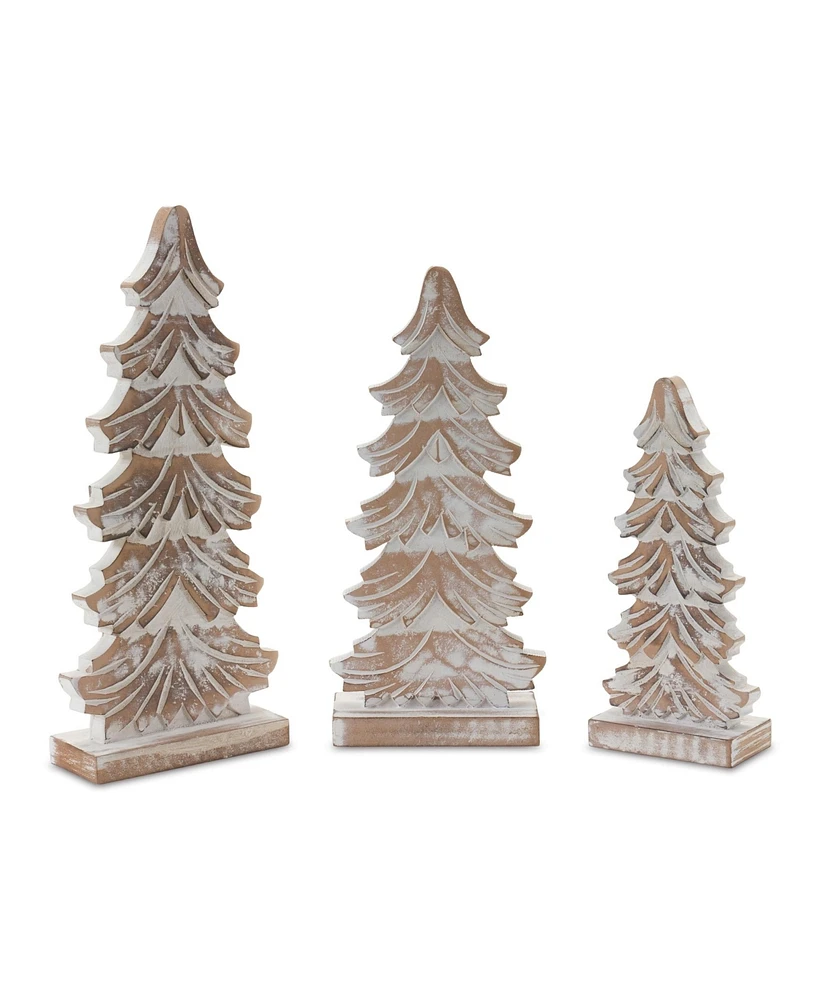 Slickblue Wood Carved Pine Tree (Set of 3)