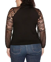 Belldini Plus Embellished Mixed Media Sweater