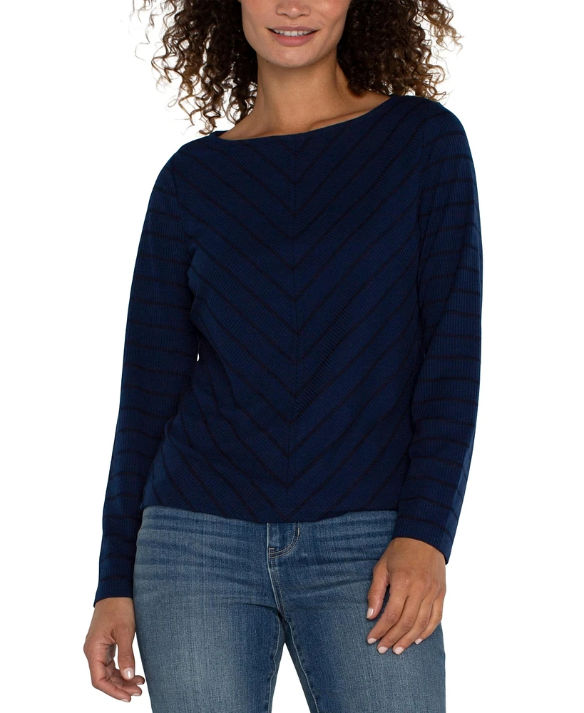 Liverpool Los Angeles Women's Mitered Stripe Boatneck Top