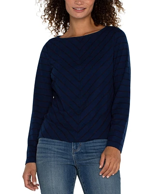 Liverpool Los Angeles Women's Mitered Stripe Boatneck Top