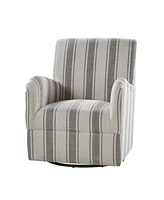 Hulala Home Traditional Pancy Swivel Armchair with Jacobean Strip Pattern