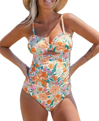 Cupshe Maternity Spring Day Floral Sweetheart One Piece Swimsuit