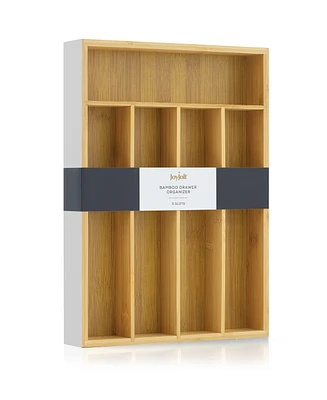 JoyJolt Bamboo 5 Slot Drawer Organizer for Kitchen Utensils