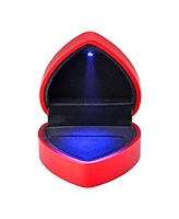 Heart Shape Led Lighting Ring Box Jewelry Wedding Engagement Proposal Case Red