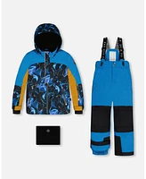 Deux par Big Boys Two Piece Snowsuit Royal Blue Printed Storm