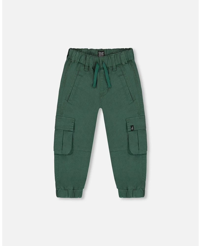 Deux par Big Boys Stretch Twill Cargo Jogger Pants Forest Green