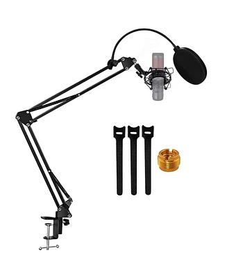 5 Core Microphone Stand • Suspension Desk Scissor Boom Arm • w Shock Mount • Dual Layer Pop Filter Arm Set 21