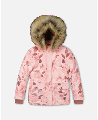 Deux par Toddler Girls Puffy Jacket Printed Rose Petals