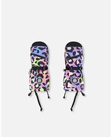 Deux par Deux Girl Technical Mittens Printed Rainbow Leopard - Toddler|Child