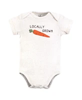 Touched by Nature Baby Boys Organic Cotton Bodysuits, Happy Veggies