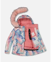 Deux par Toddler Girls Two Piece Snowsuit Printed Pastel Watercolor And Dusty Pink - Toddler|Child