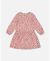 Deux par Toddler Girls Printed Long Sleeve Dress Pink With White Flowers - Toddler|Child