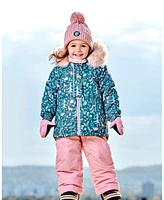 Deux par Baby Girls Two Piece Snowsuit Silver Pink Printed Woodland Animals - Infant|Toddler