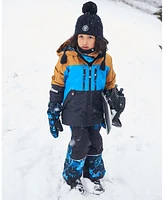 Deux par Big Boys Two Piece Technical Snowsuit Brown, Blue And Black With Printed Storm