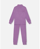 Deux par Deux Big Girls Two Piece Thermal Underwear Set Purple