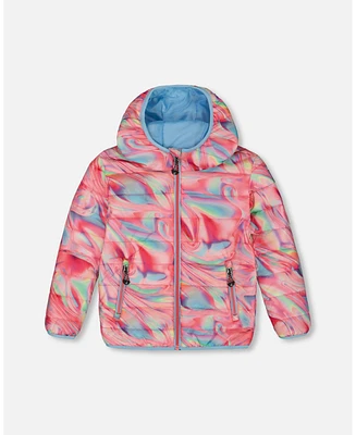 Deux par Big Girls Quilted Jacket Printed Marble