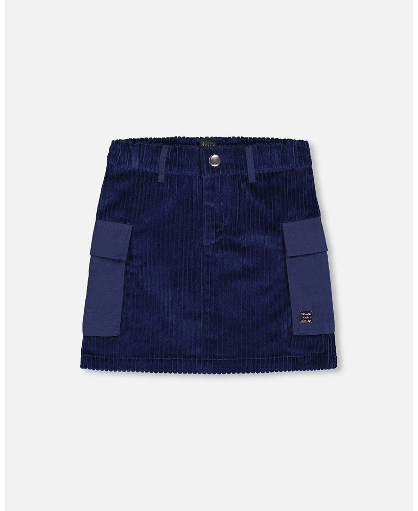 Deux par Toddler Girls Corduroy Cargo Pocket Skirt Navy - Toddler|Child