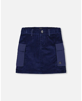 Deux par Toddler Girls Corduroy Cargo Pocket Skirt Navy - Toddler|Child