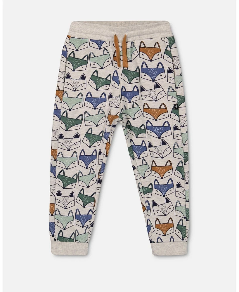 Deux par Big Boys Printed Fox Fleece Sweatpants Gray Mix