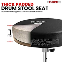 5 Core Drum Throne Padded Guitar Stool Height Adjustable Music Chair Ds Blkch Vel Blk