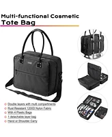 Byootique Makeup Bag Soft Sided Cosmetic Train Case 2 Layer Hangbag 4 Pouches