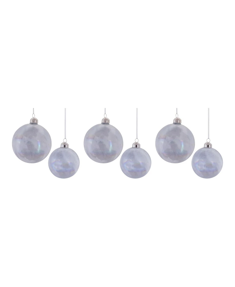 Slickblue Set of 6 Iridescent Glass Ball Ornaments for Glittering Holiday Decor