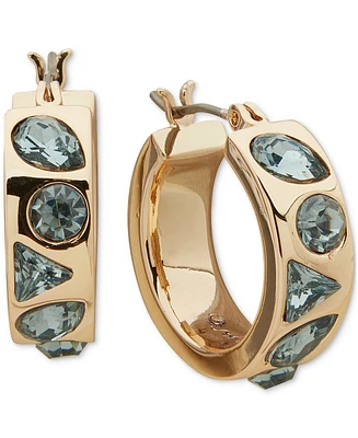 Karl Lagerfeld Paris Gold-Tone Small Mixed Stone Huggie Hoop Earrings, 0.58"