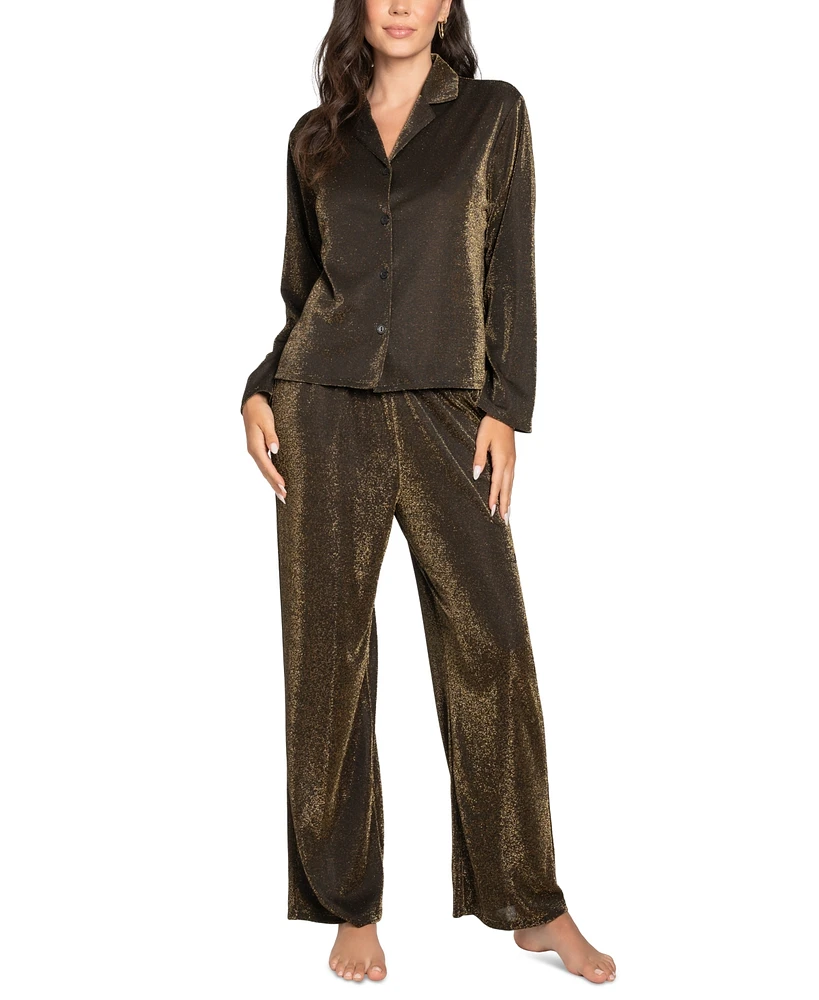 Linea Donatella Women's 2-Pc. Metallic Pajamas Set