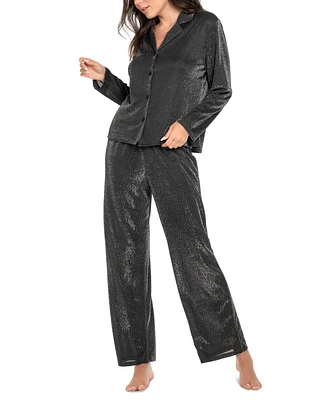 Linea Donatella Women's 2-Pc. Metallic Pajamas Set