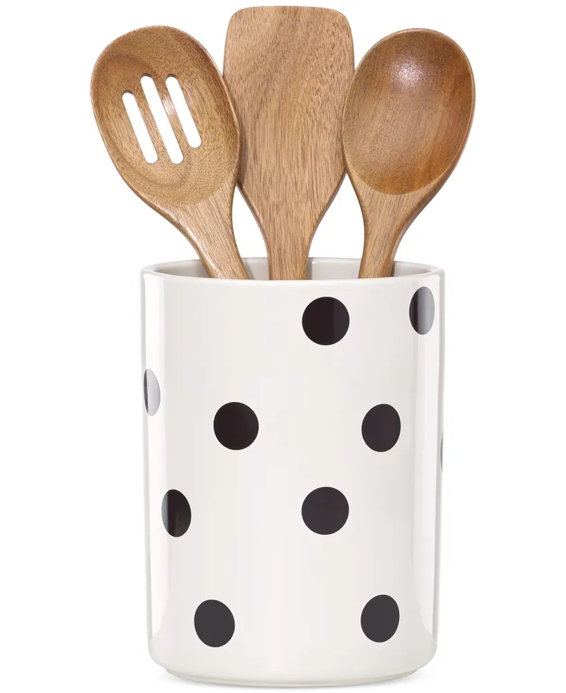 kate spade new york all in good taste Deco Dot Utensil Crock and Wooden Utensils