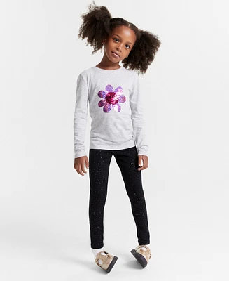 Epic Threads Girls Long-Sleeve Sequin Wink Flower Graphic T-Shirt, Created for Macy's