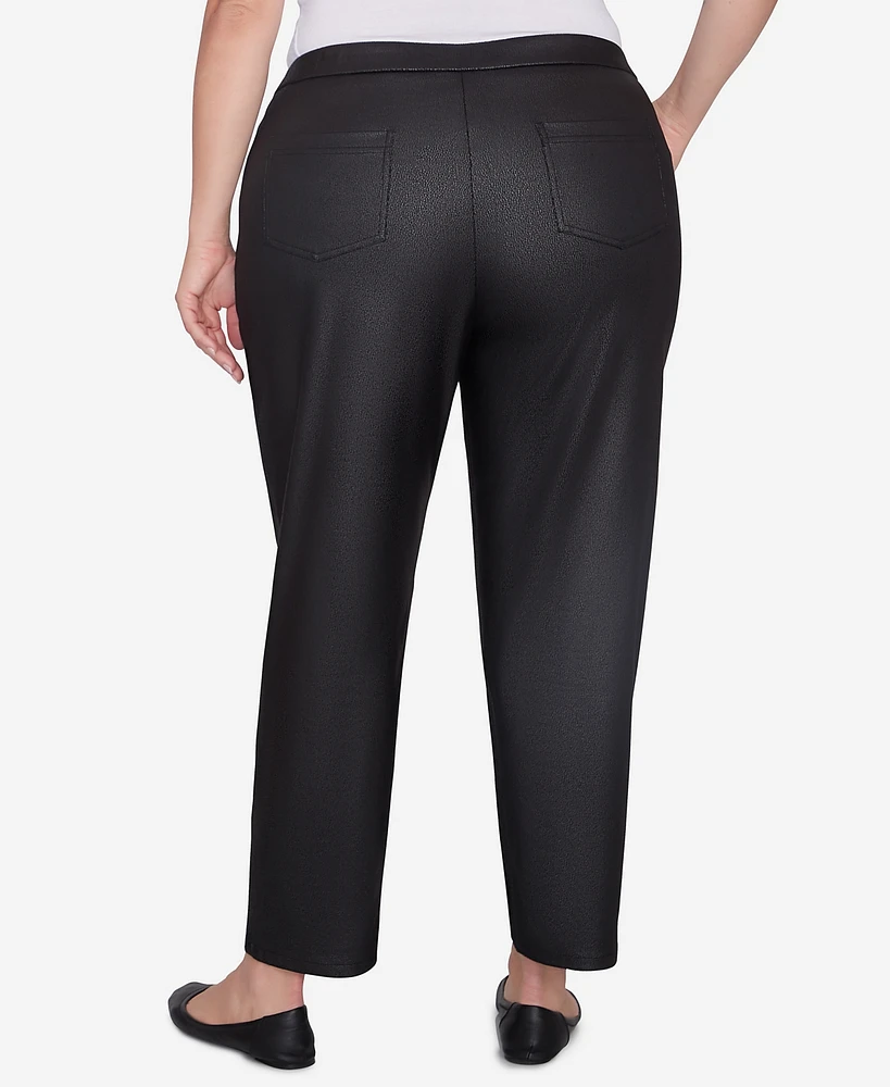 Alfred Dunner Plus Rue Rivoli Faux Leather Flat Elastic Waist Short Length Pant