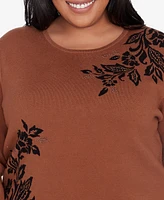 Alfred Dunner Plus Size Rue Rivoli Floral Embroidery Sweater