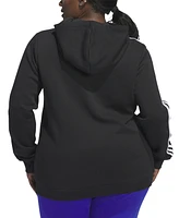 adidas Plus 3-Stripe Cotton Fleece Full-Zip Hoodie Sweatshirt