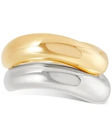 2-Pc. Set Wavy Polished Stack Rings Sterling Silver & 14k Gold-Plate