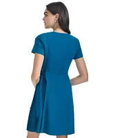 Calvin Klein Petite Jewel-Neck Short-Sleeve Scuba-Crepe Dress