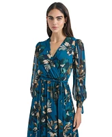 Calvin Klein Women's Printed Long-Sleeve A-Line Dress