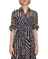 Calvin Klein Women's Printed Collared Midi Shirtdress