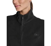 Dkny Women's Mock Neck Full Zip Jacket with Woven Piecing