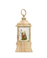 Slickblue Led Snow Globe Lantern With Santa And Wood Grain Design 9"h