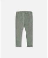 Deux par Big Girls Velvet Stretch Leggings Sage Green